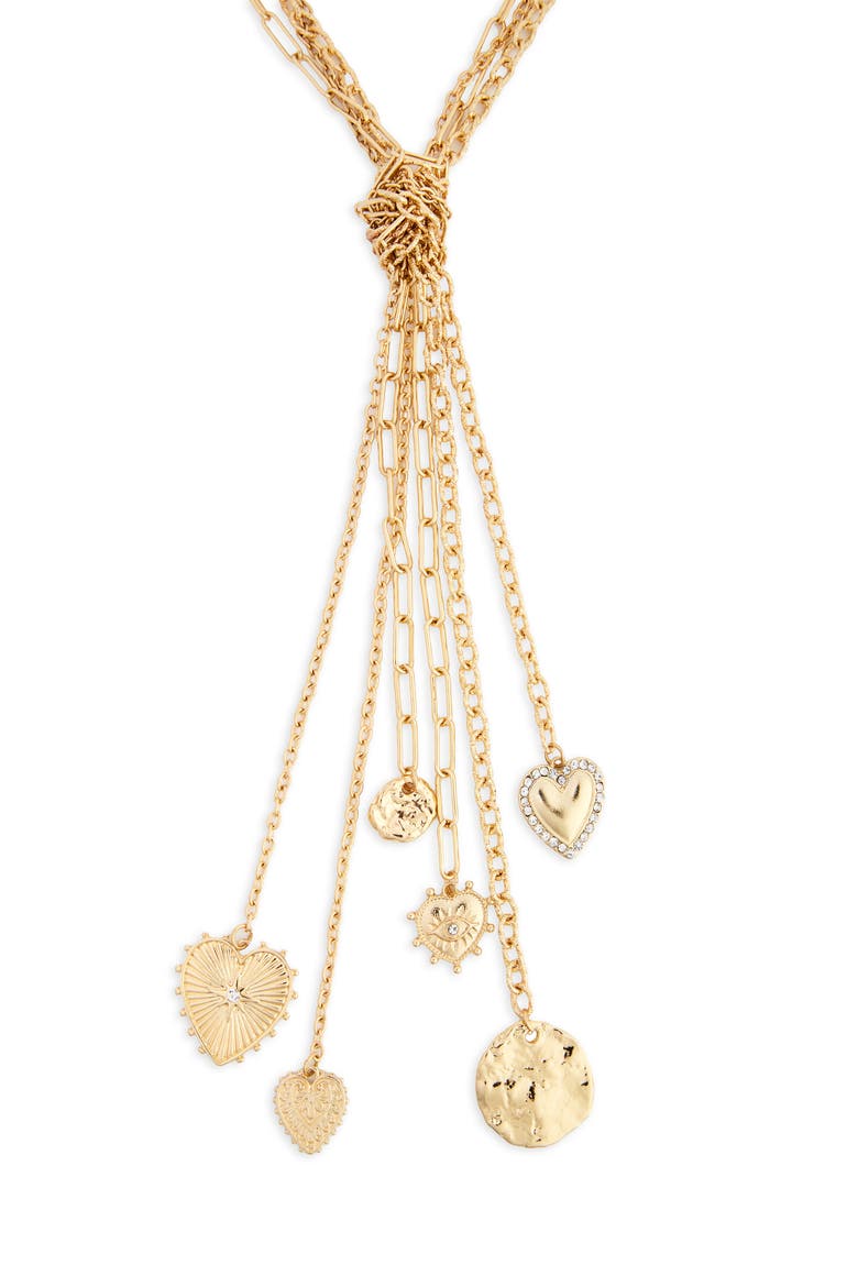 Knotted Tassel Charm Pendant Necklace, Alternate, color, GOLD