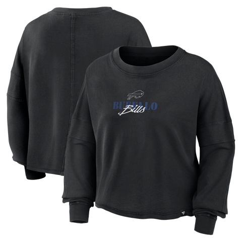 Women's Fanatics Black Buffalo Bills Oversized Chop Block Boxy Long Sleeve Top