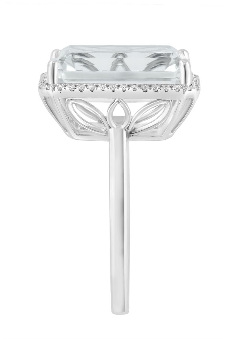 14K White Gold Large Emerald Cut White Topaz Diamond Halo Ring, Alternate, color, 14K Gold