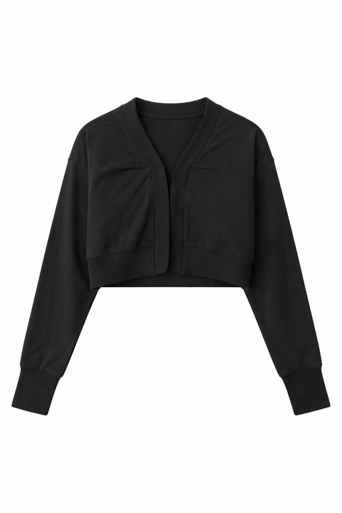 Rib Knit V-Neck Hook-and-Eye Cardigan