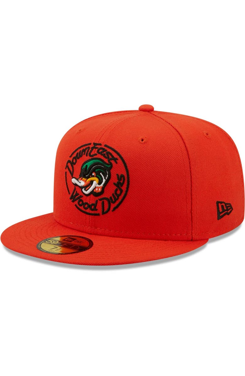 New Era Men's New Era Orange Down East Wood Ducks Authentic Collection 59FIFTY Fitted Hat, Main, color, Orange