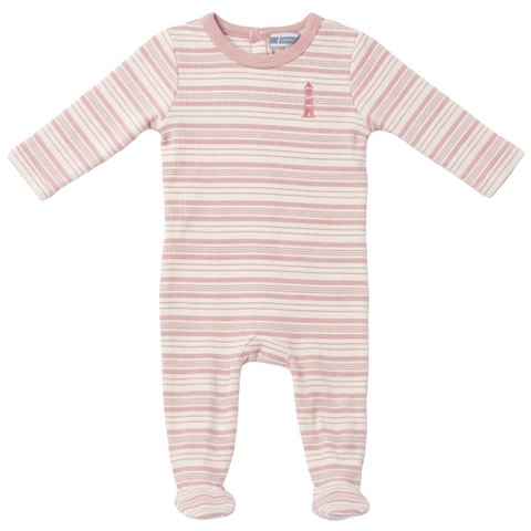 Striped Lighthouse Long Sleeve Snap Back Romper