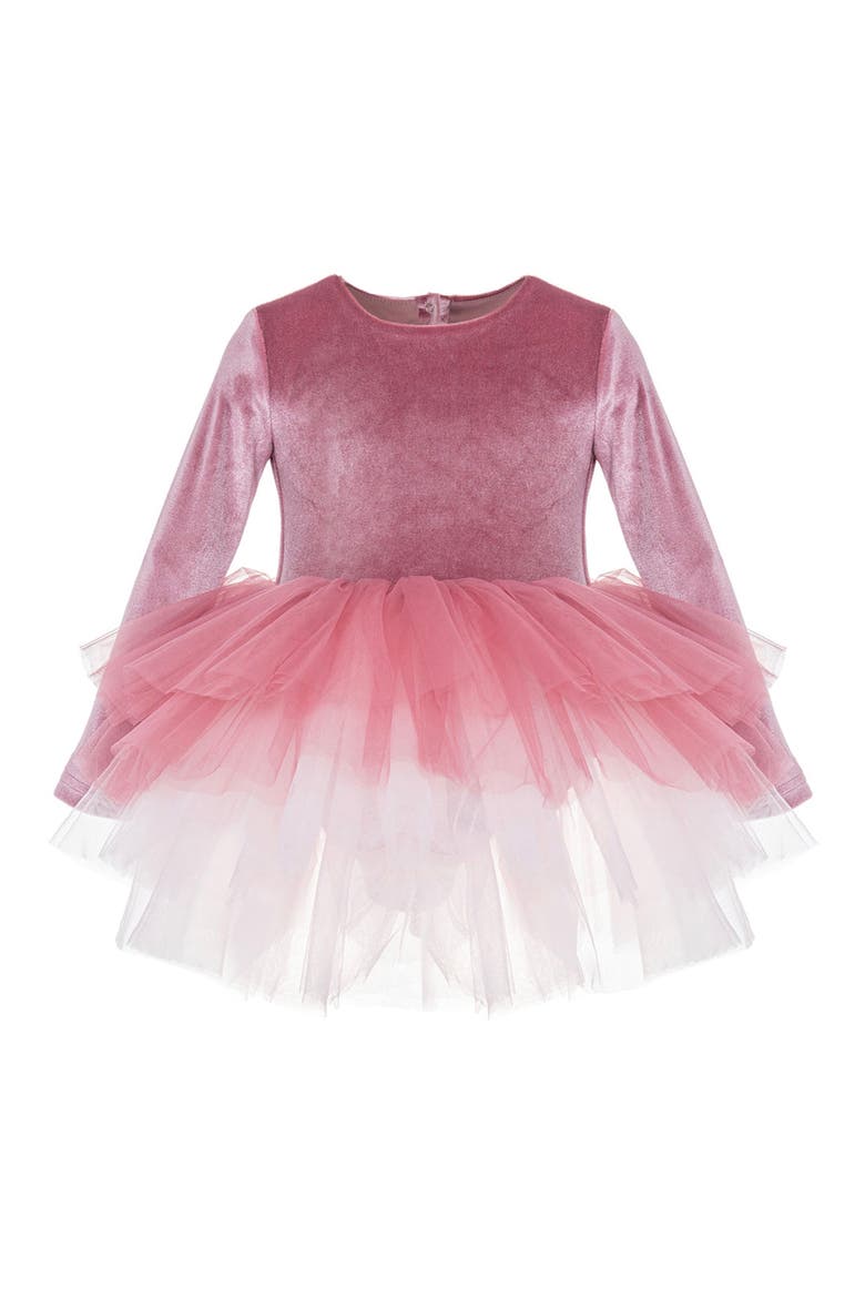 Luna Long Sleeve Velvet Tutu Dress, Alternate, color, Dusty Rose