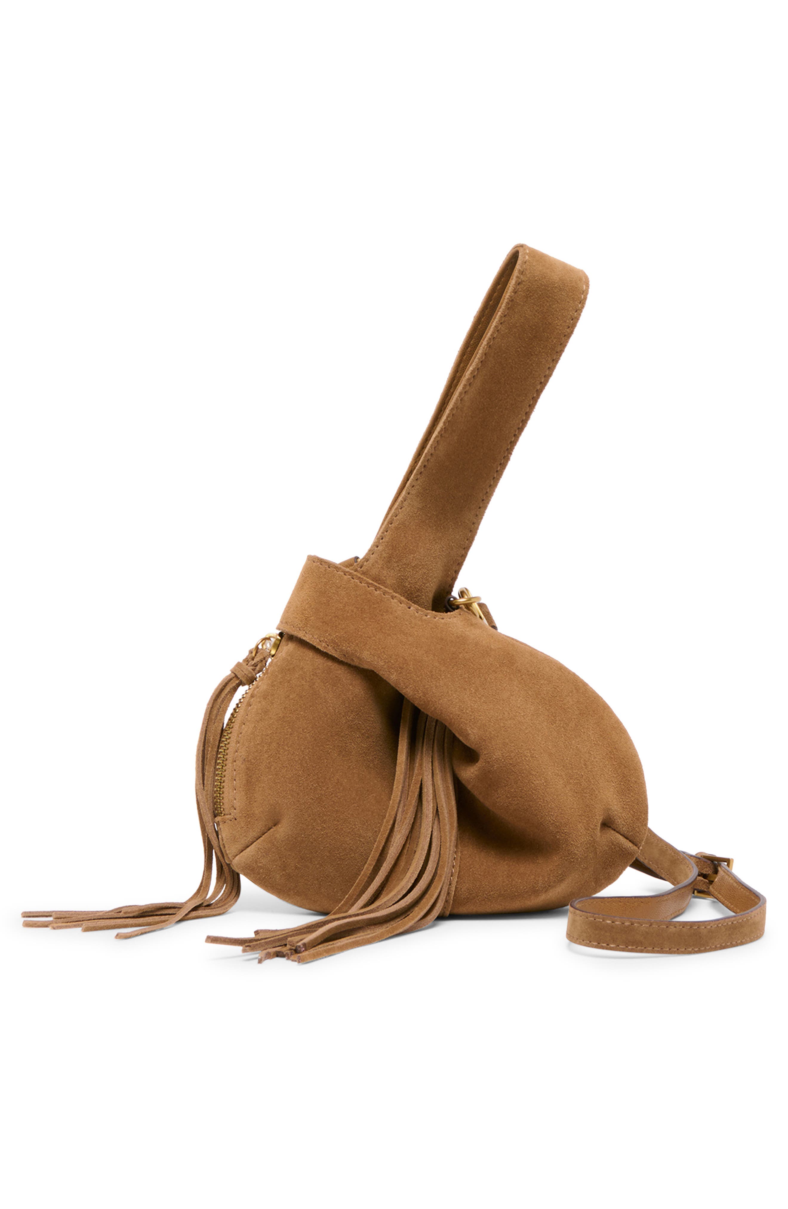 Dolce Vita Zury Leather Fringe Handbag, Alternate, color, Camel