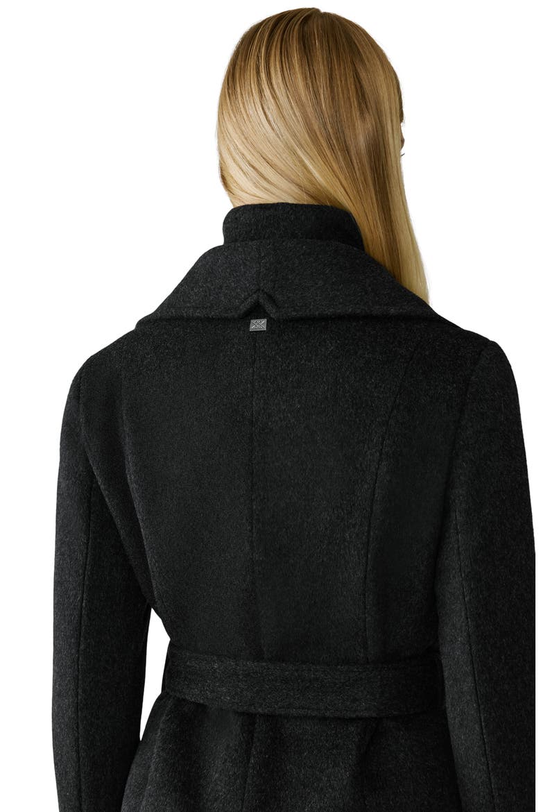Ilana Bib Detail Wool Blend Trench Coat, Alternate, color, BLACK HEATHER