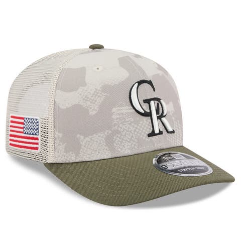 Men's New Era Light Beige/Olive Colorado Rockies 2025 Armed Forces Day 9SEVENTY Stretch-Snap Hat