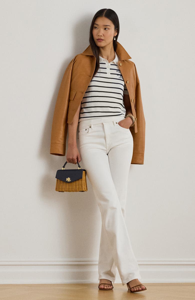 Lauren Ralph Lauren Natrissa Stripe Polo Sweater, Alternate, color, White