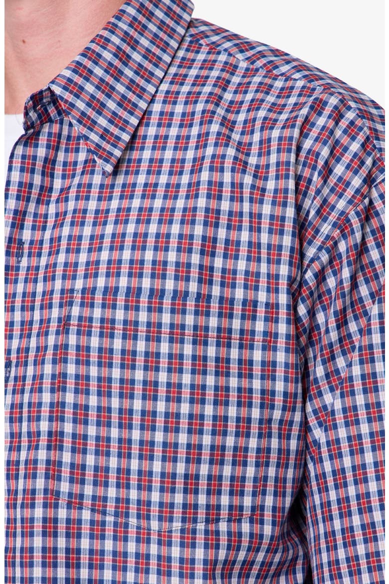 Crispy Plaid Poplin Button-Up Shirt, Alternate, color, RED/ BLUE