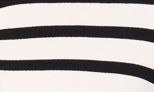 Cece Stripe Short Sleeve Cardigan With Goldtone Buttons In Antique White