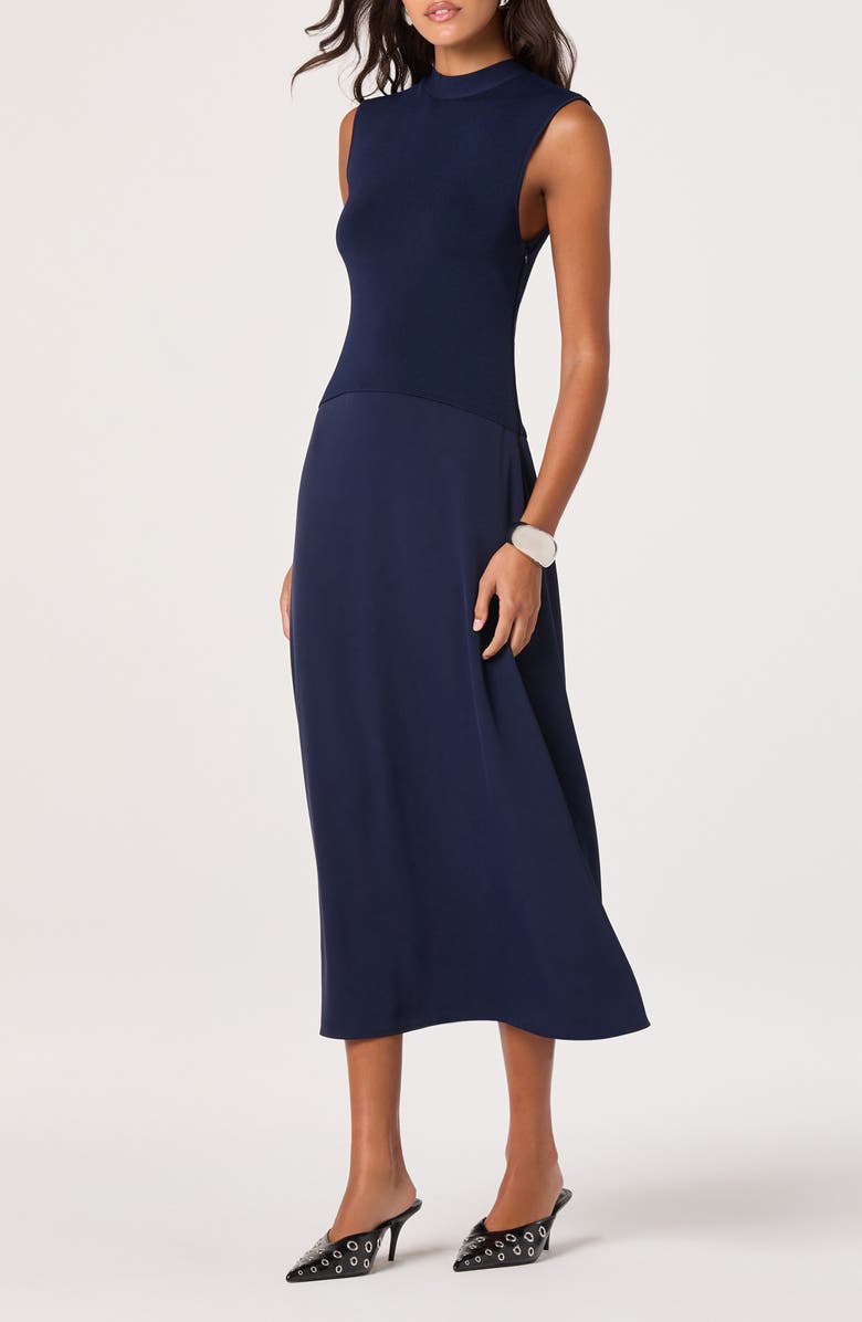 ASTR the Label Mixed Media Dress, Alternate, color, Navy