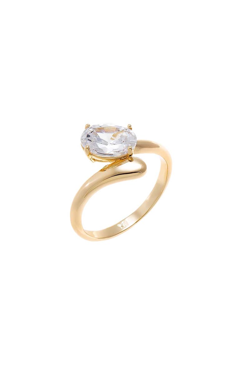 CZ Oval Sideway Claw Ring, Main, color, Gold