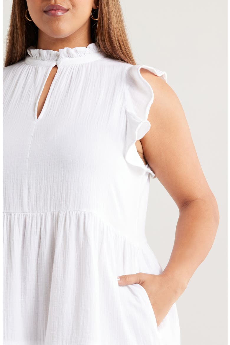 Floral Ruffle Gauze Dress, Alternate, color, WHITE