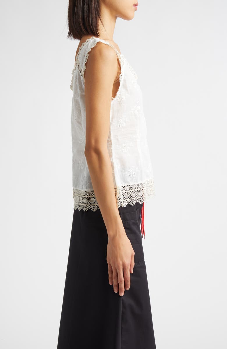 KÚR Vienna Lace Trim Cotton Broderie Anglaise Top, Alternate, color,