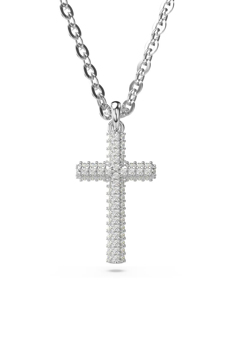 Insigne Pavé Zirconia Cross Pendant Necklace, Main, color, SILVER