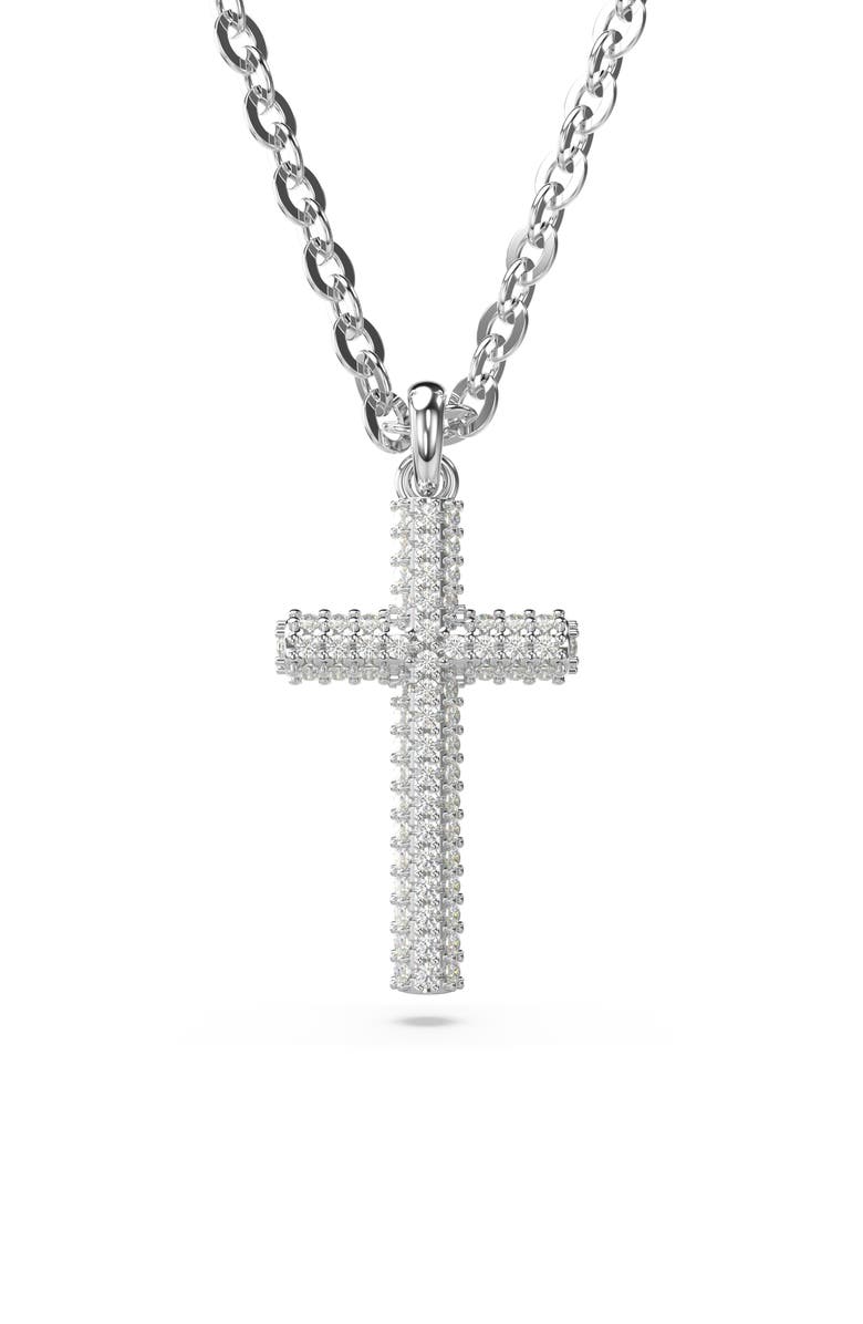 Swarovski Insigne Pavé Zirconia Cross Pendant Necklace, Main, color, Silver