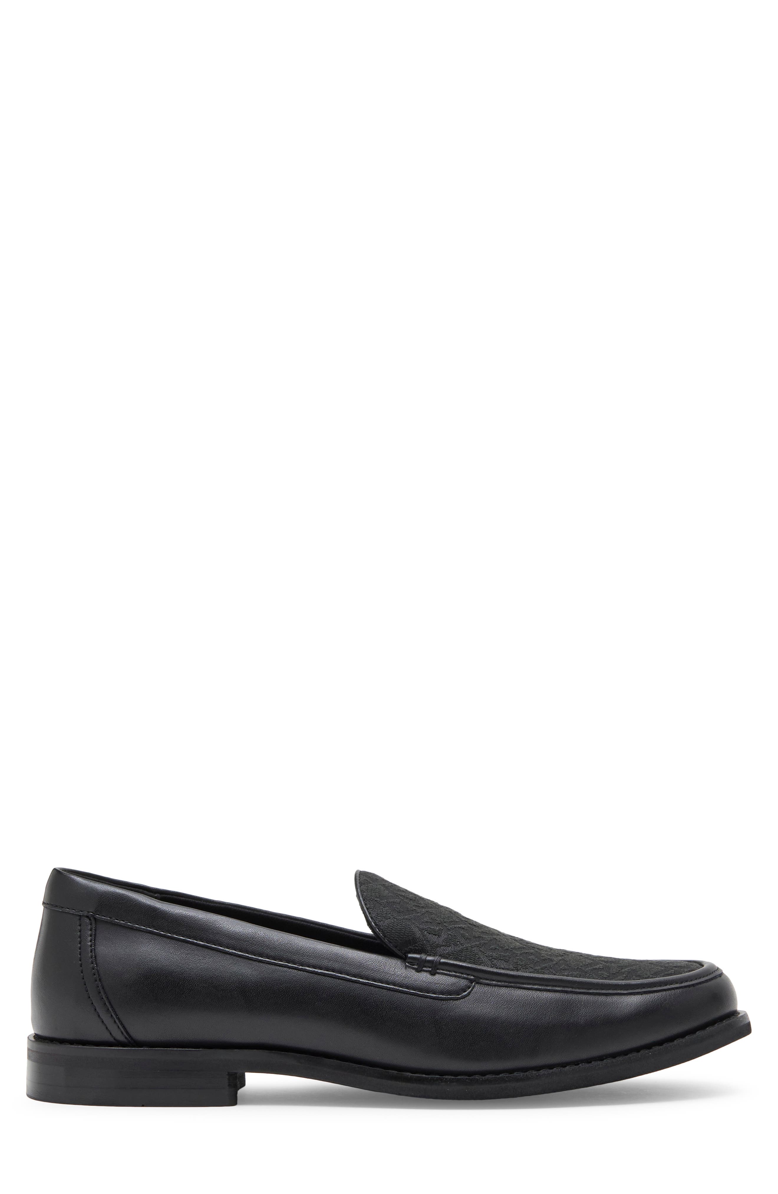 Fleury Faux Leather Penny Loafer, Alternate, color, BLACK