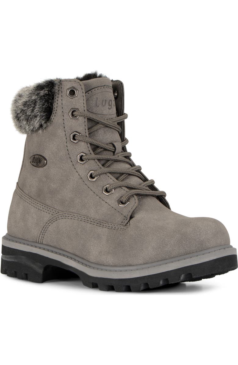 LUGZ Empire High Faux Fur Lug Sole Boot, Main, color, Charcoal/ Black