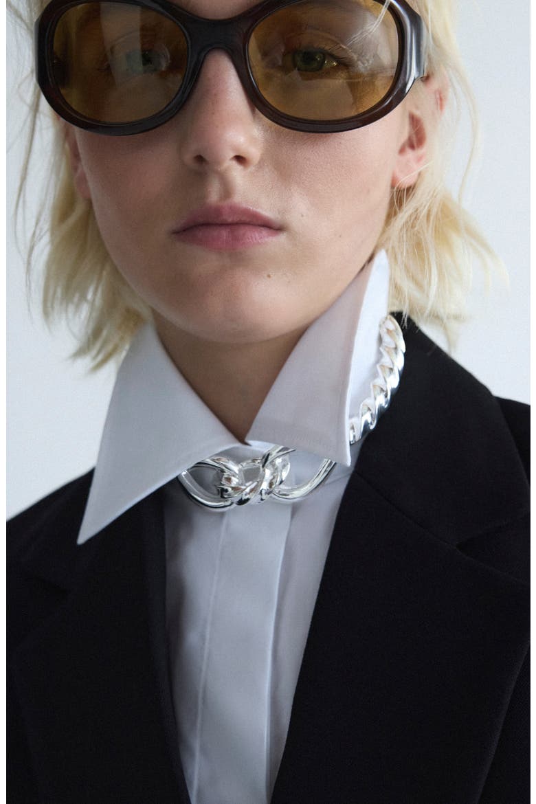 Knot Choker Necklace, Alternate, color, SILVER