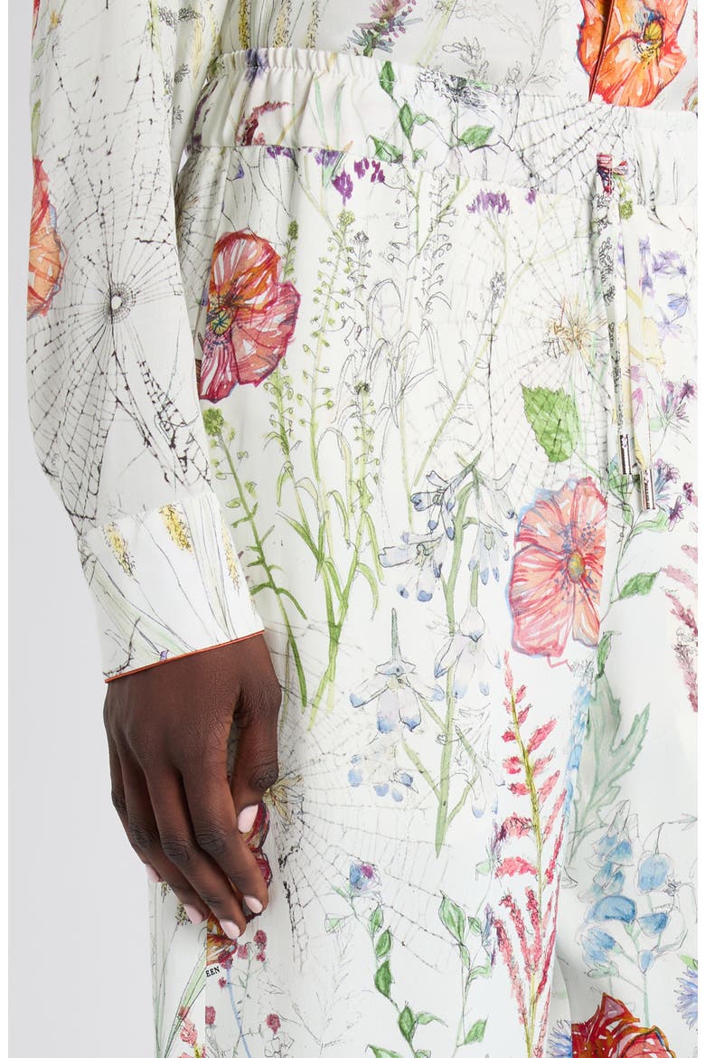 Meadow Floral Print Pants, Alternate, color, WHITE