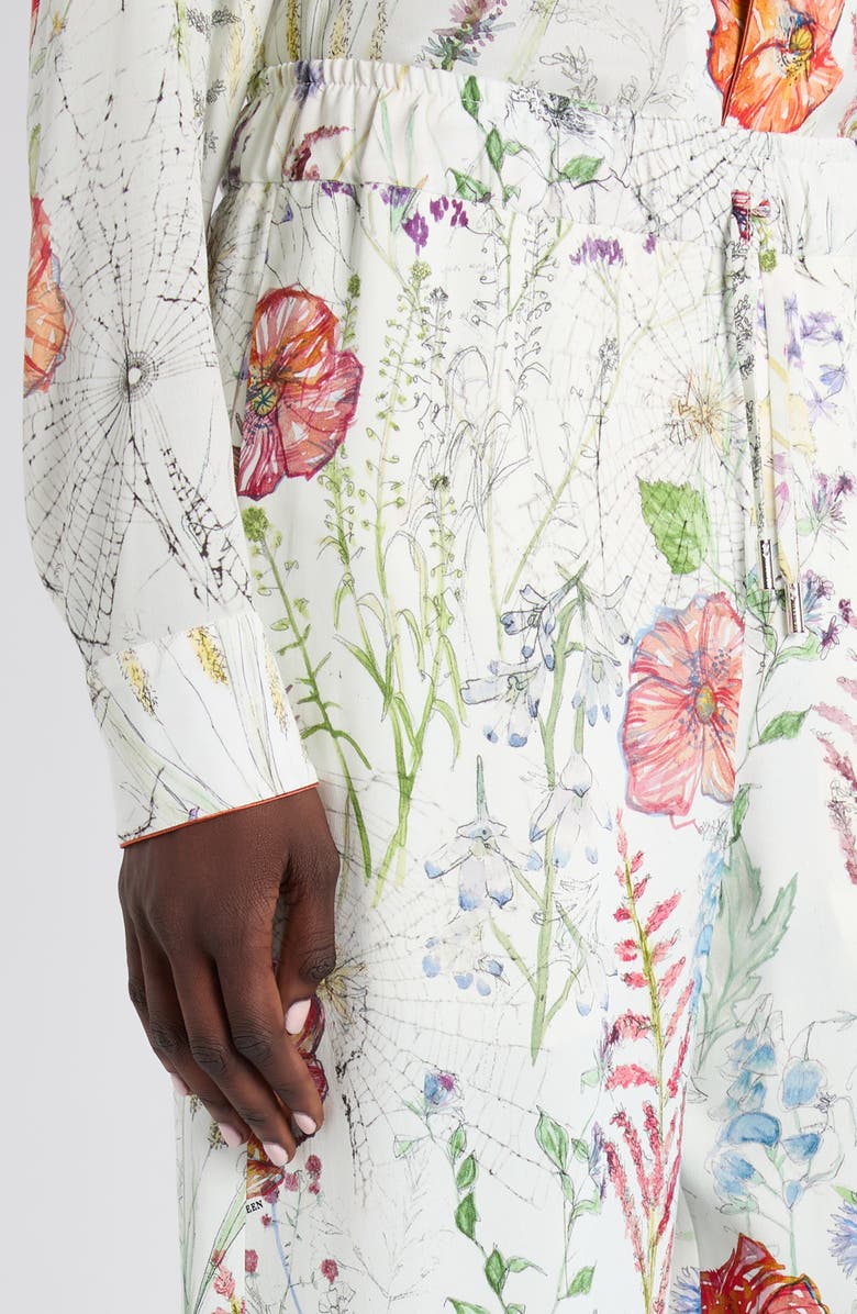 McQueen Meadow Floral Print Pants, Alternate, color, White