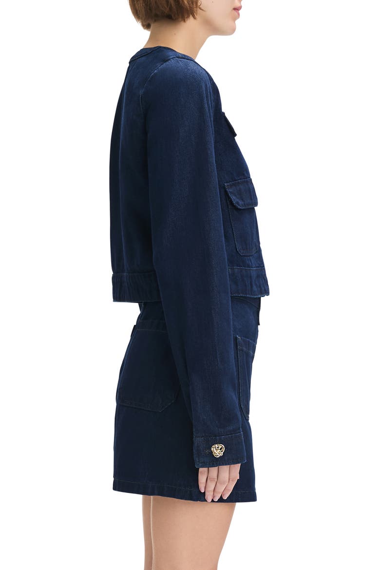 The Emily Collarless Crop Denim Jacket, Alternate, color, STOUT