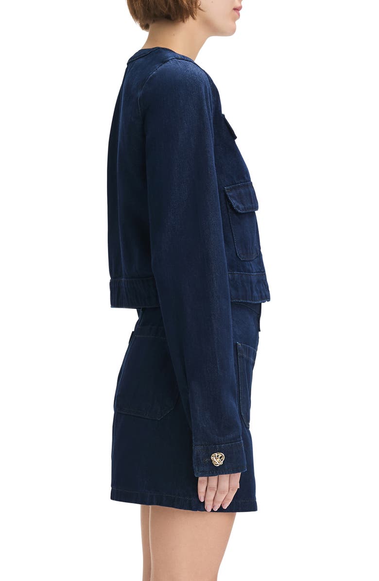 Favorite Daughter The Emily Collarless Crop Denim Jacket, Alternate, color, Stout