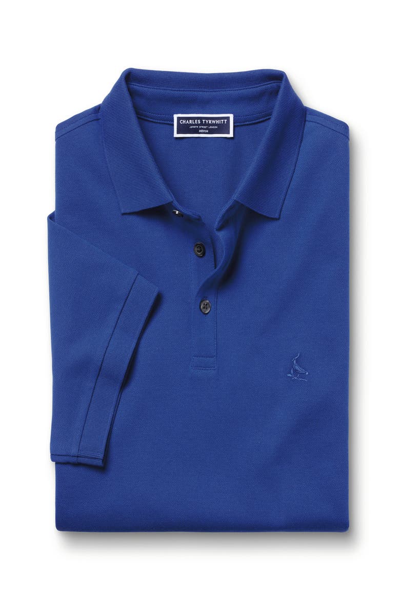 Solid Short Sleeve Cotton Tyrwhitt Pique Polo, Alternate, color, Cobalt Blue
