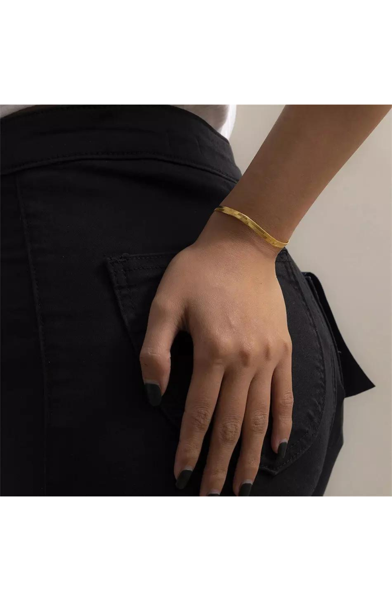 Spero London Italian Herringbone Sterling Chain Bracelet, Alternate, color, Gold