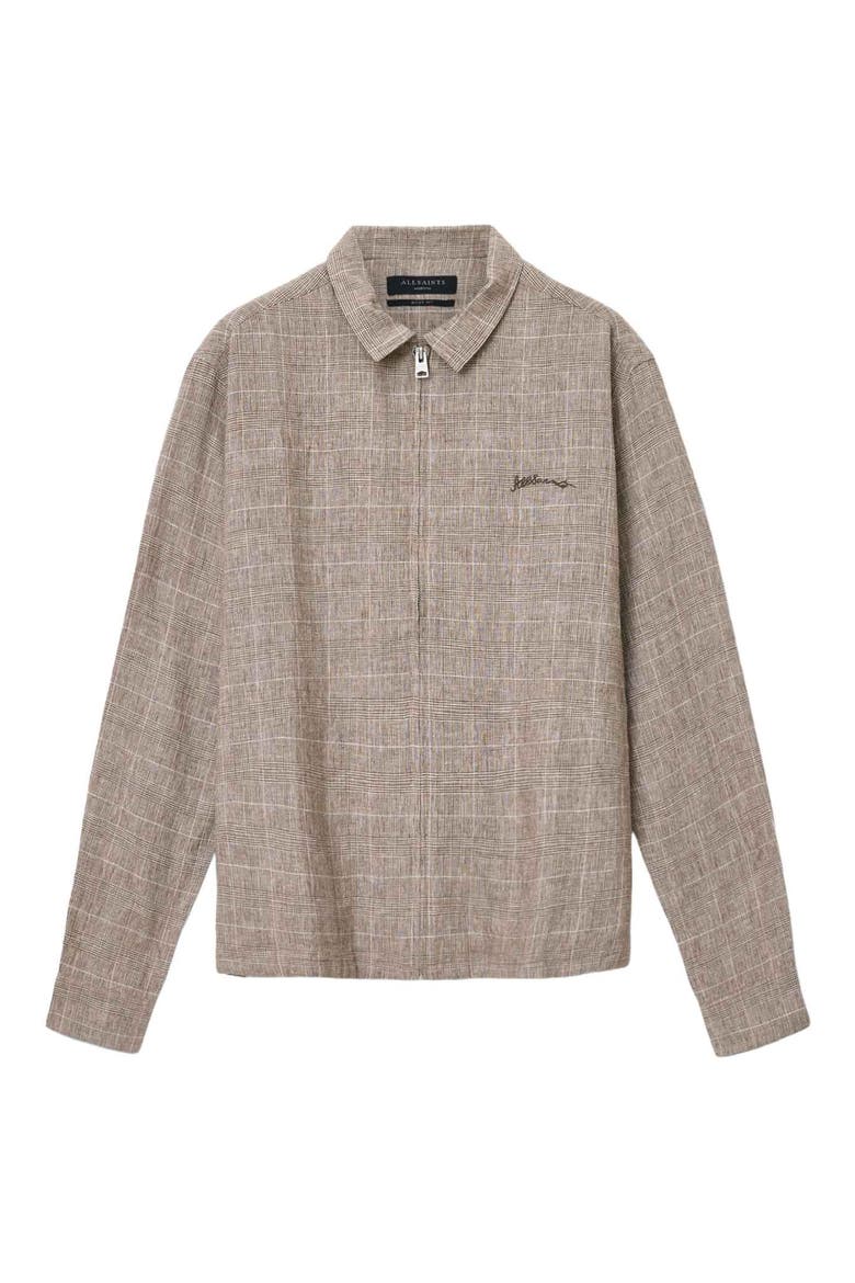 Keal Embroidered Logo Glen Plaid Linen Blend Jacket, Alternate, color, SEDIMENT BROWN