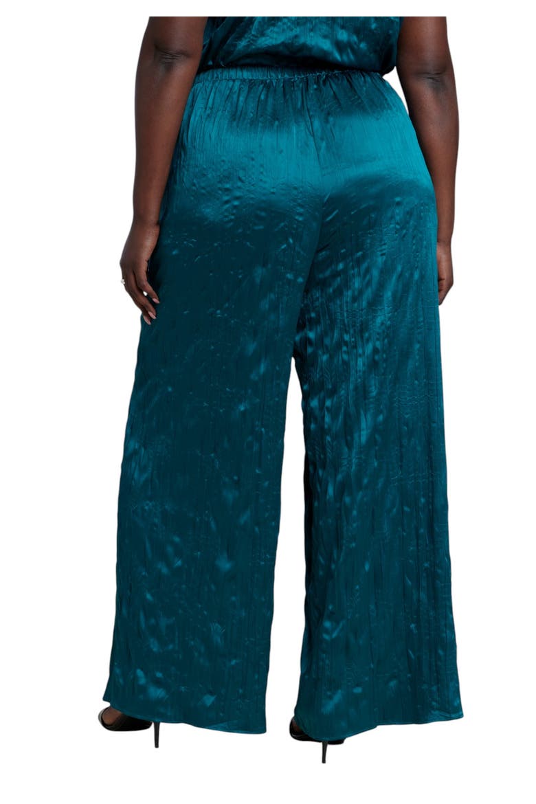Crinkle Satin Wide Leg Pant, Alternate, color, TEAL PINE