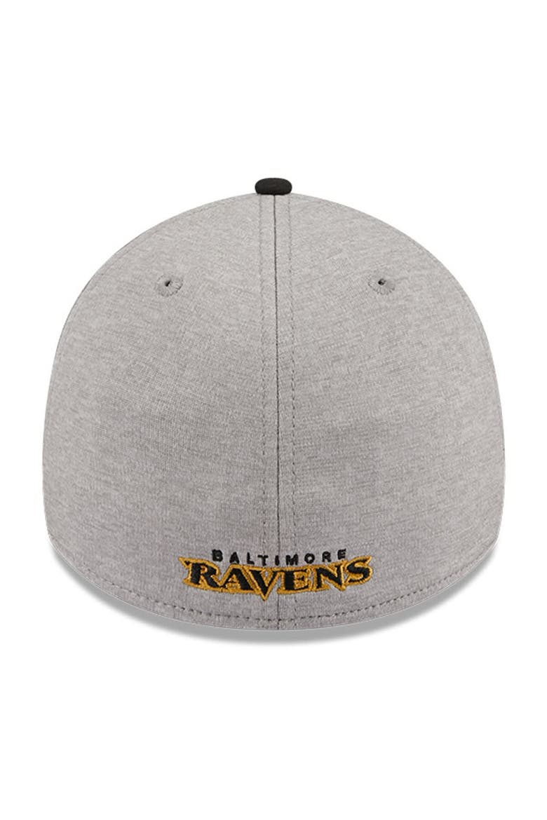 Men's New Era Heather Gray/Black Baltimore Ravens Striped 39THIRTY Flex Hat, Alternate, color, Heather Gray