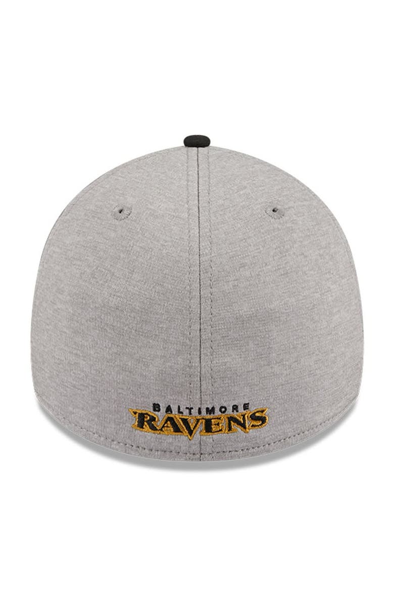 New Era Men's New Era Heather Gray/Black Baltimore Ravens Striped 39THIRTY Flex Hat, Alternate, color, 