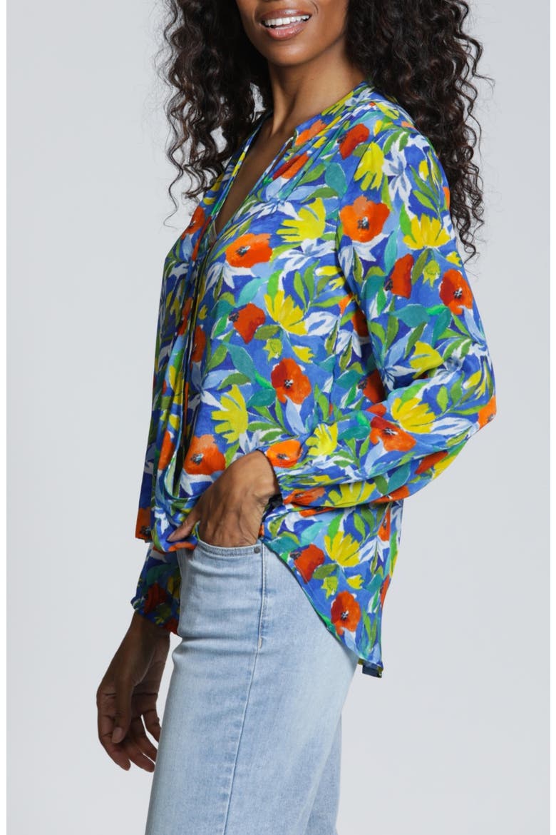 Print Surplice Neck Top, Alternate, color, BLUE MULTI FLOWER