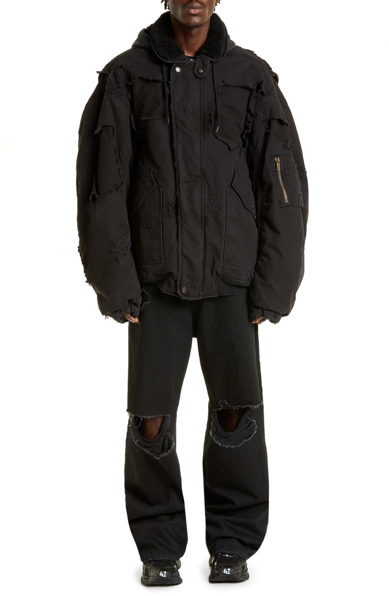 Balenciaga Unity Destroyed Bomber Jacket, Alternate, color, 