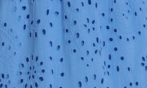 Maggy London Eyelet Ruffle Sleeve Tiered Dress In Marina Blue