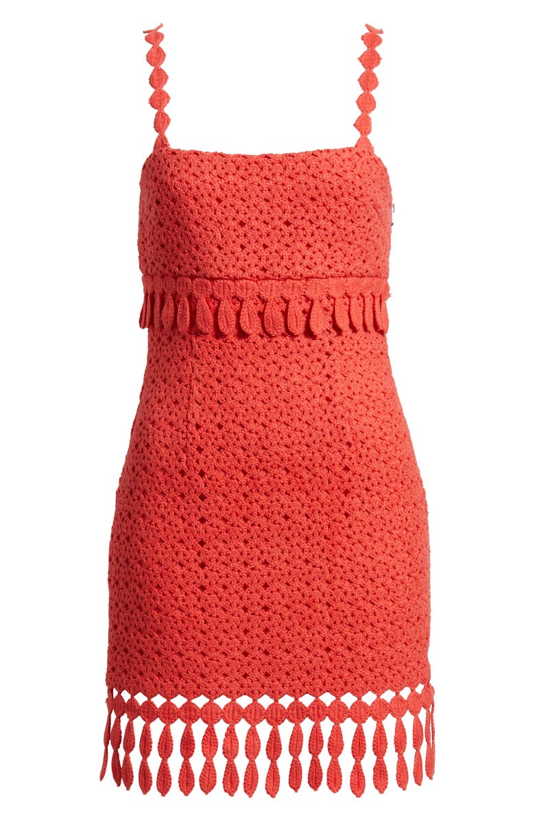 Saylor Caitriona Fringe Cotton Minidress, Alternate, color, Poppy