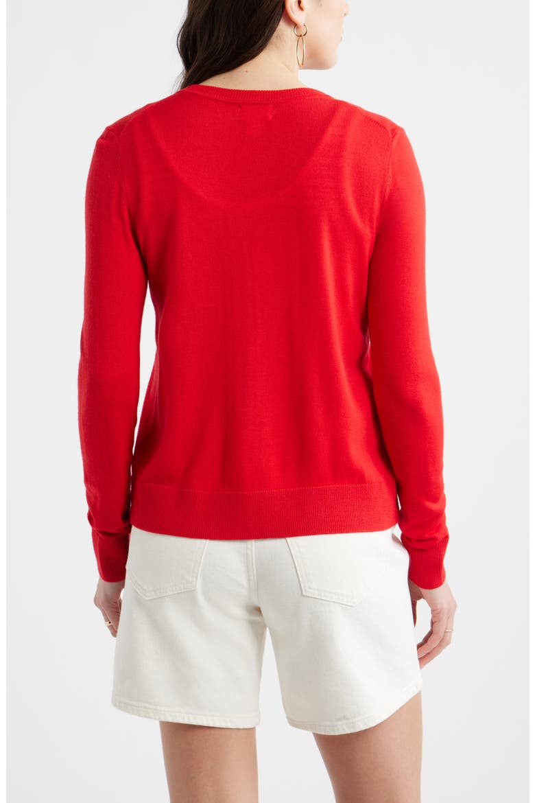 Merino Wool Blend Cardigan, Alternate, color, RED RADISH