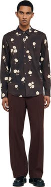 SANDRO Floral print linen shirt