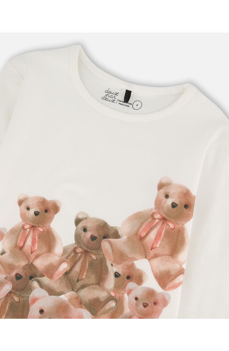 Deux par Deux Organic Jersey T-Shirt with Teddy Bears, Alternate, color, Off-White