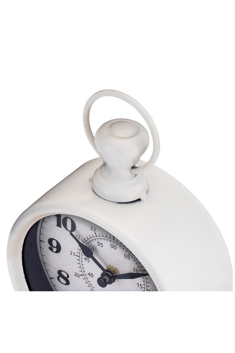 Vintage Metal Tabletop Clock, Alternate, color, WHITE