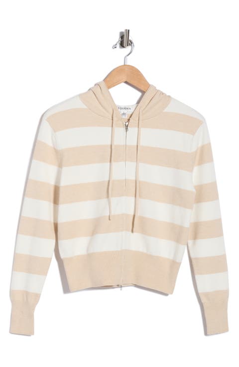 Rugby Stripe Zip-Up Hoodie
