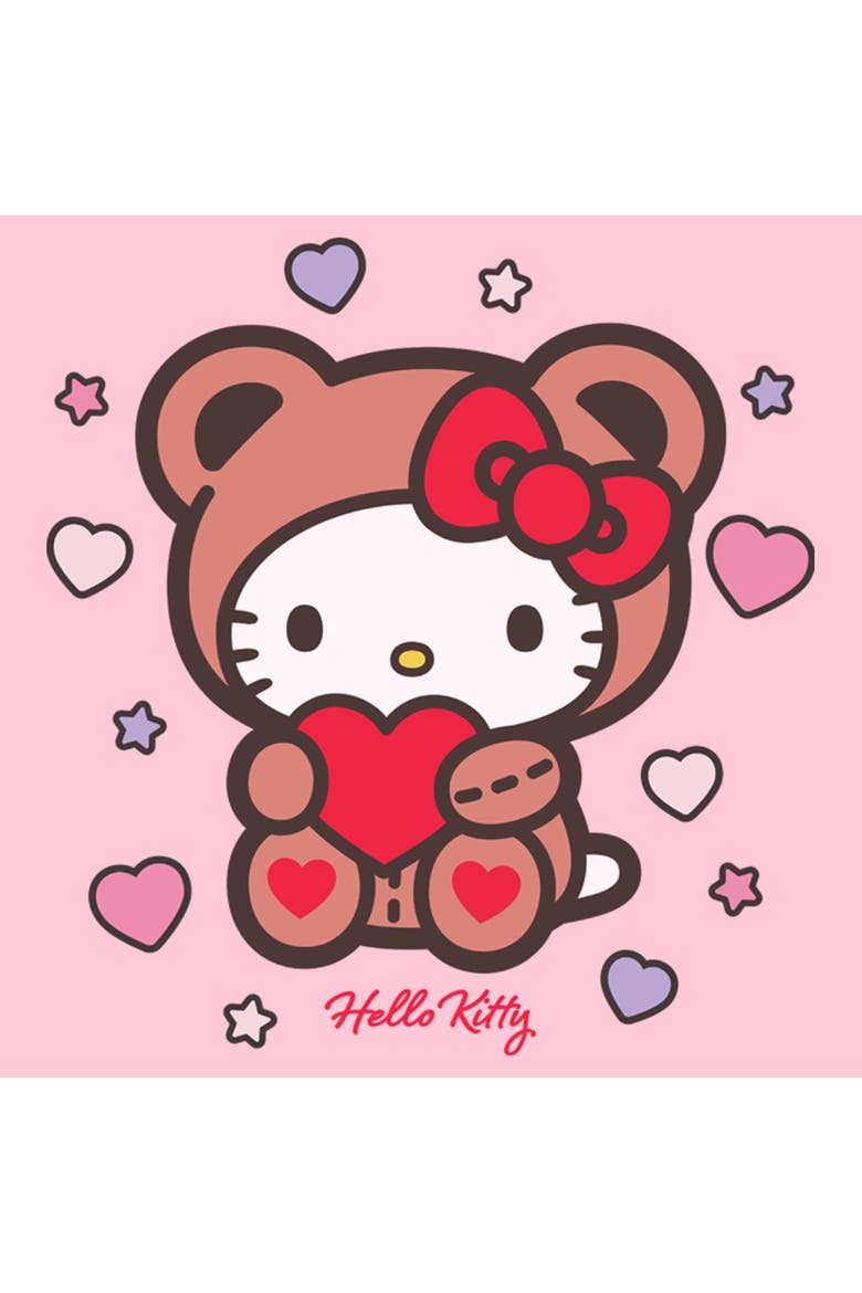 Girls' Cute Valentine Bear Graphic Short Sleeve T-Shirt, Alternate, color, Light Pink