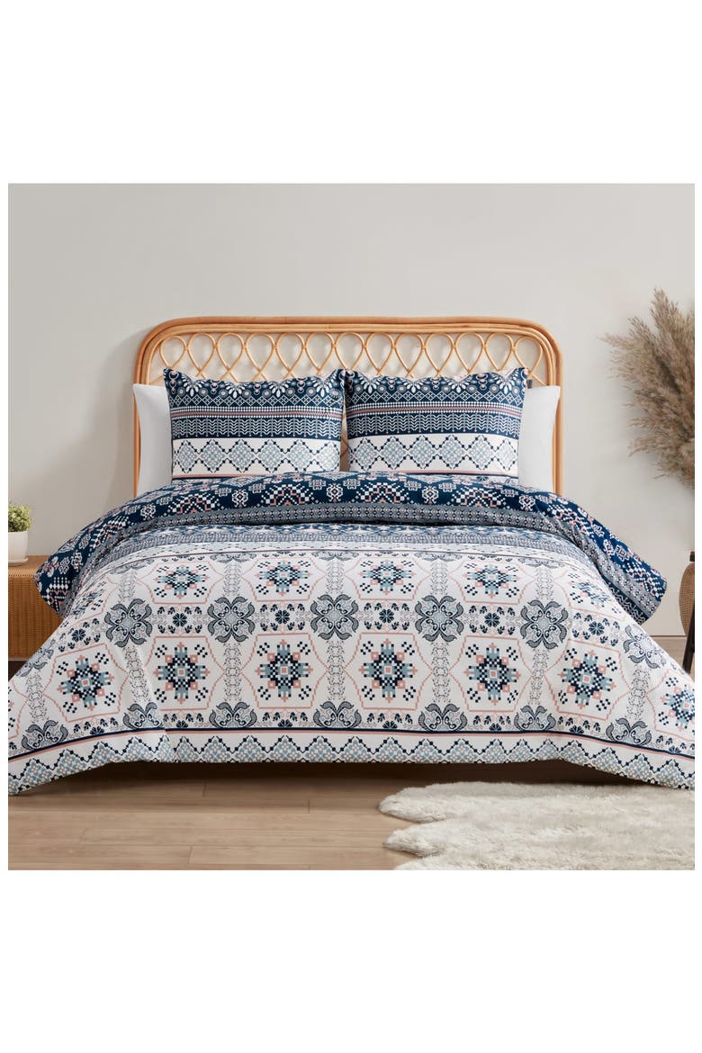 Paisley Print Comforter Set, Alternate, color, NAVY/ IVORY/ GREEN