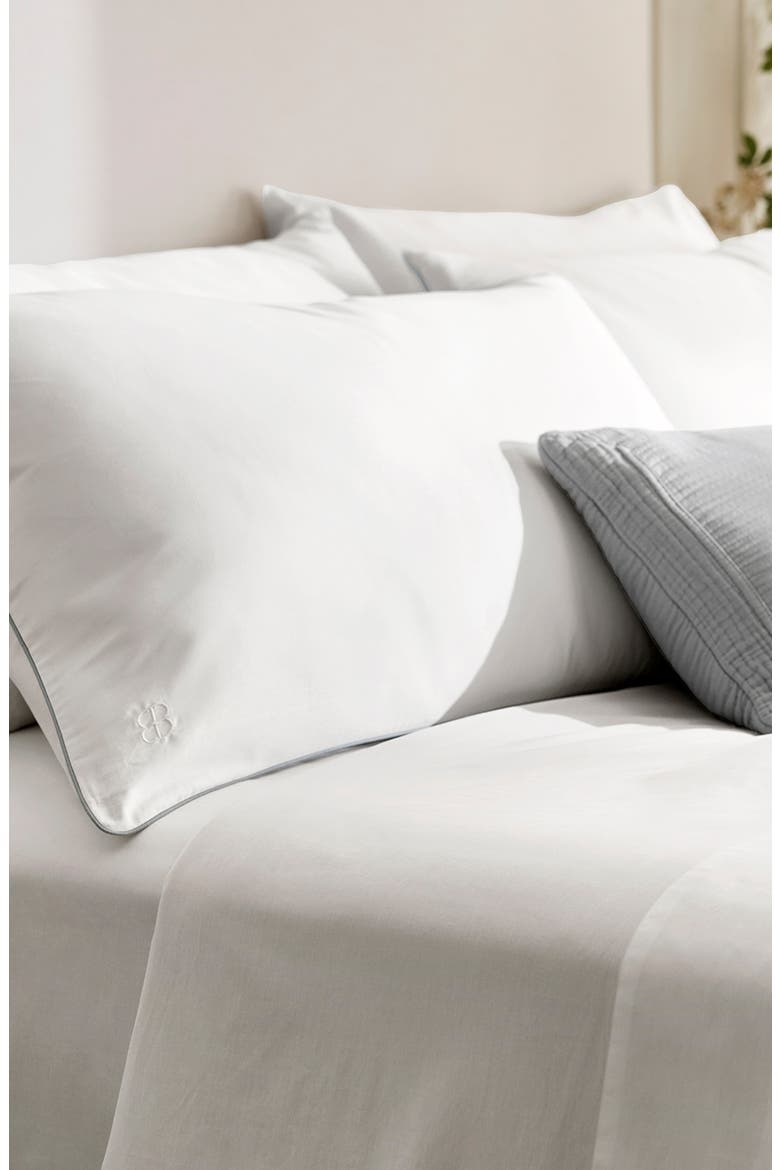 Signature Piped Edge Duvet Set, Alternate, color, WHITE/ SHORE