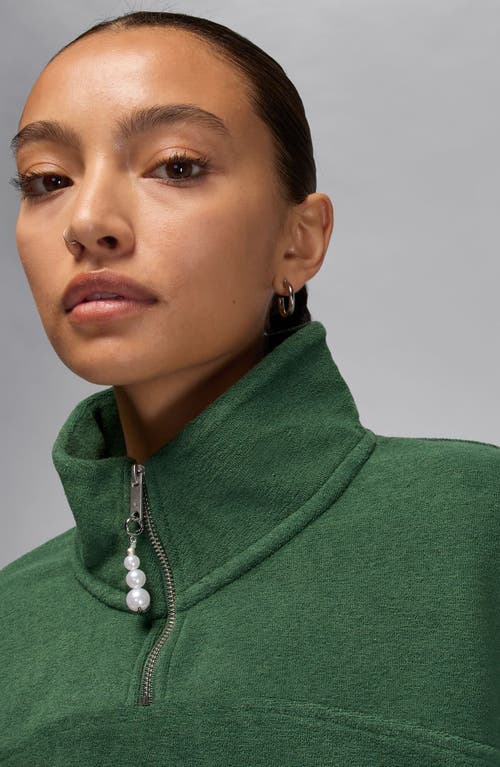 Jordan Flight Fleece Quarter Zip Crop Sweatshirt In Green