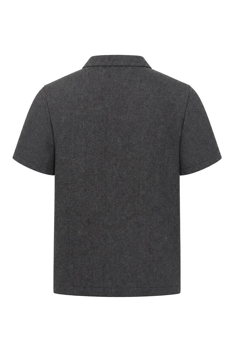 Kids' Short Sleeve Cotton Blend Camp Shirt, Alternate, color, BLACK