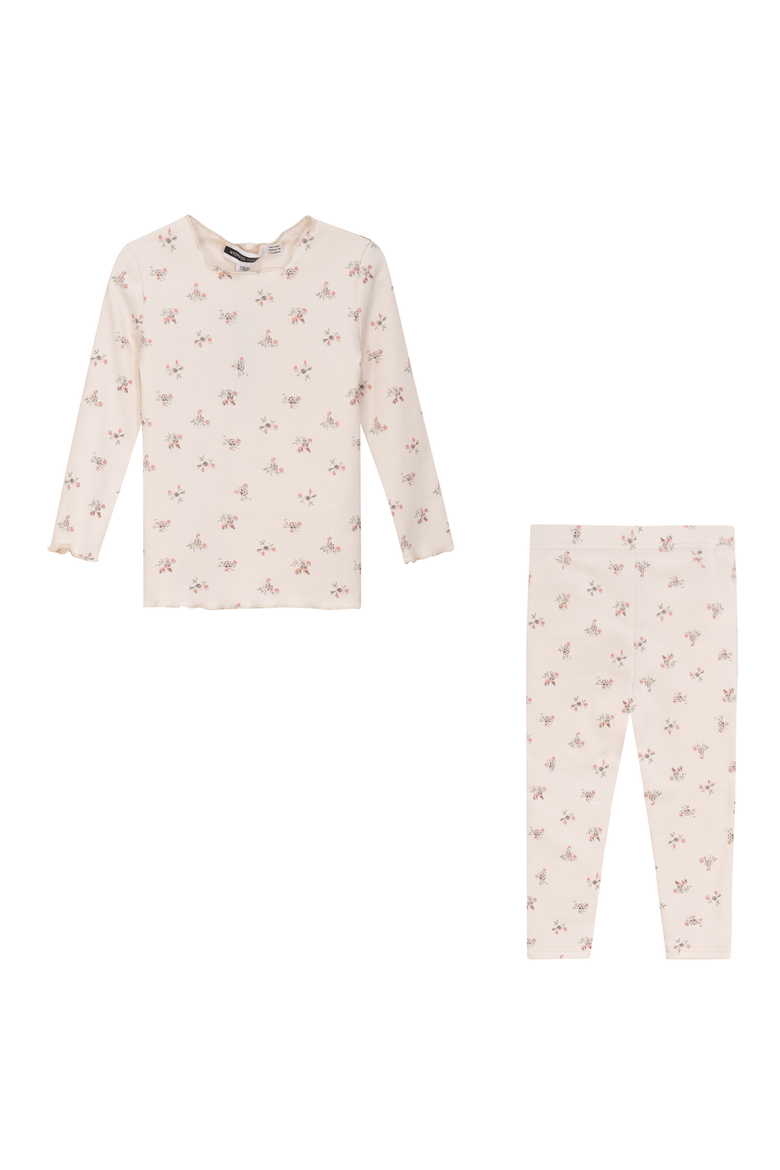 Floral Cotton 2 Piece Long Sleeve Top and Leggings Set, Main, color, Pink