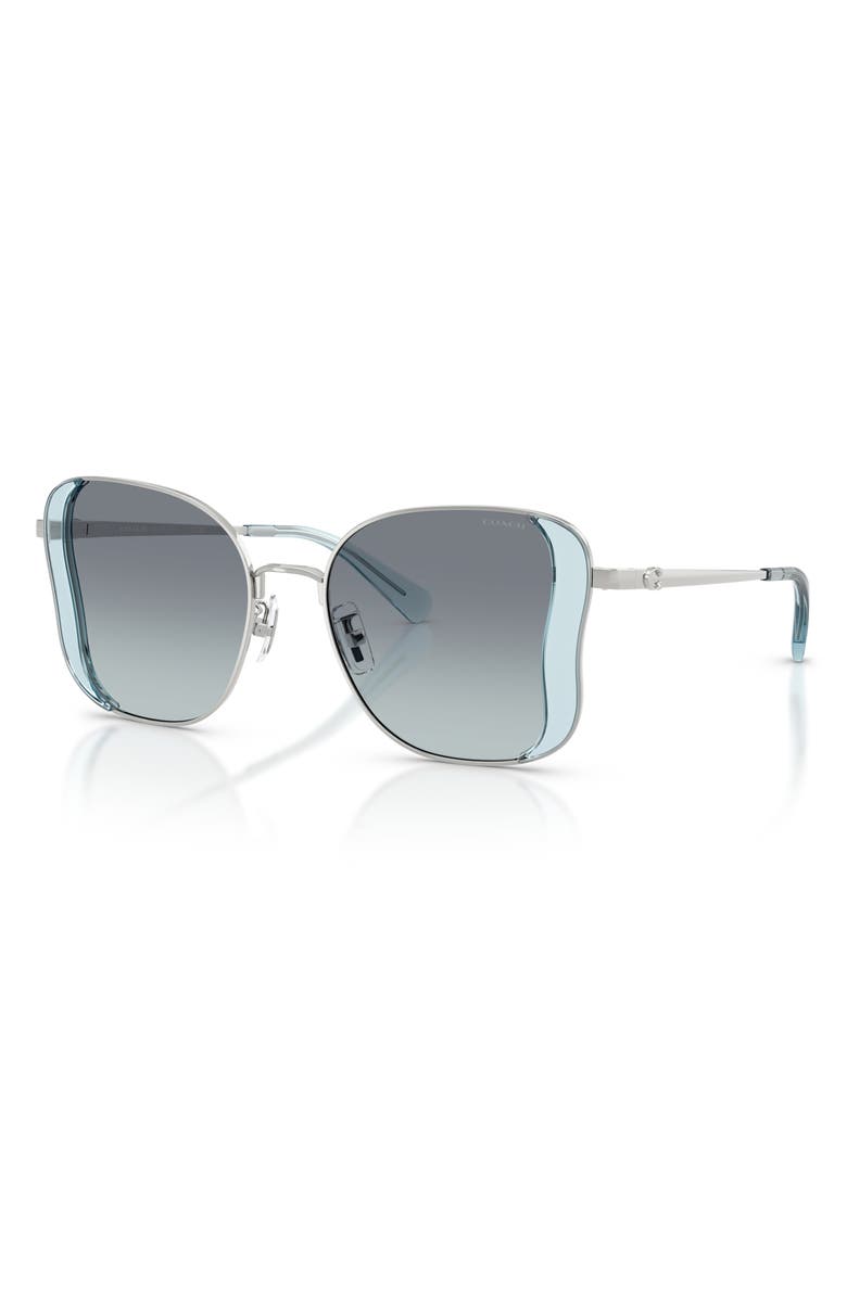 COACH 50mm Gradient Square Sunglasses, Alternate, color, Ocean / Silver