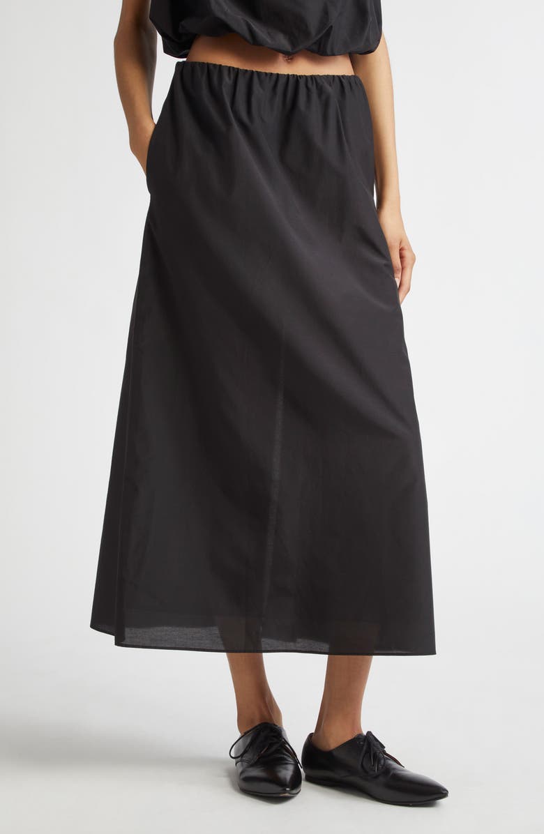LOULOU DE SAISON Carmen Cotton & Silk Voile Maxi Skirt, Alternate, color, Black