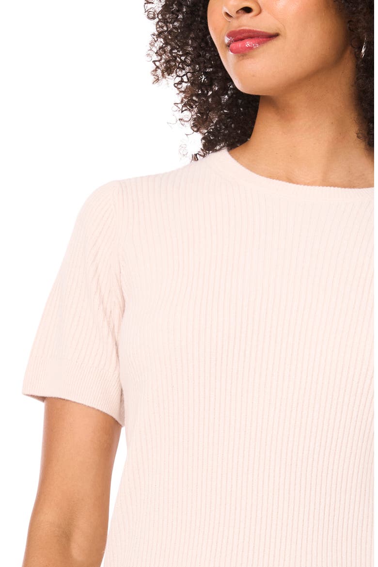 Short Sleeve Rib Sweater Top, Alternate, color, SUGAR HEATHER
